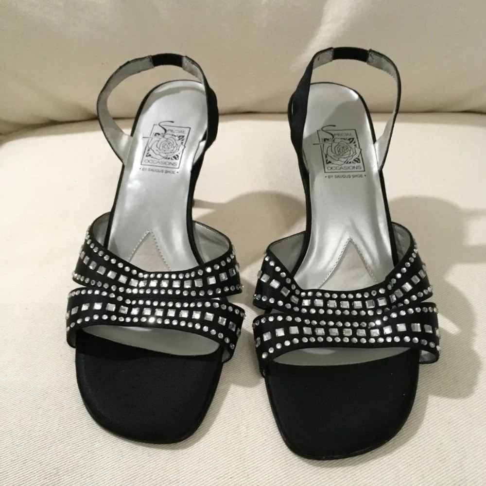 Special Occasion Sling Back Heels With Rhinestones